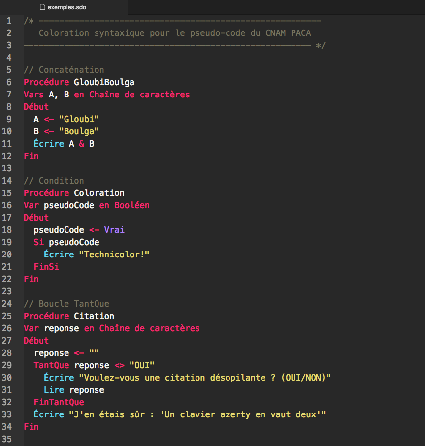 Capture coloration syntaxique du pseudo-code dans Atom